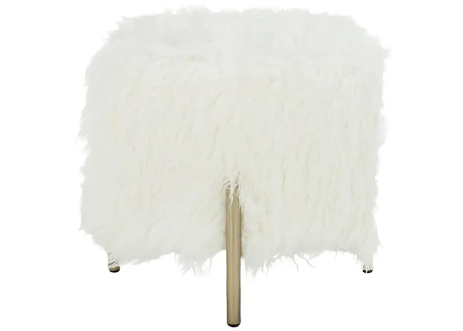 Fulton Faux Fur Square Ottoman in White by Safavieh