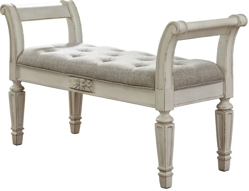 Libbie Accent Bench in Antique White by Ashley Express