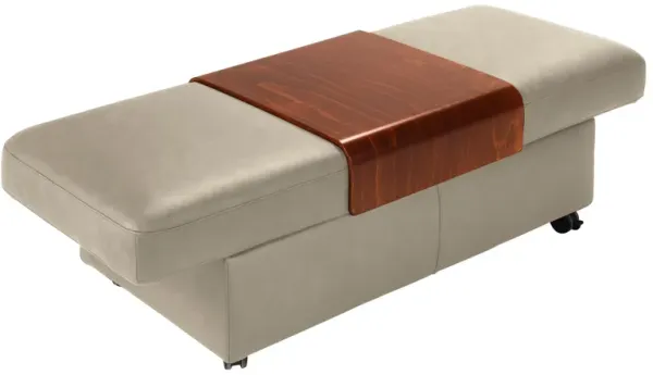 Stressless Sapphire Leather Storage Ottoman w/ Table