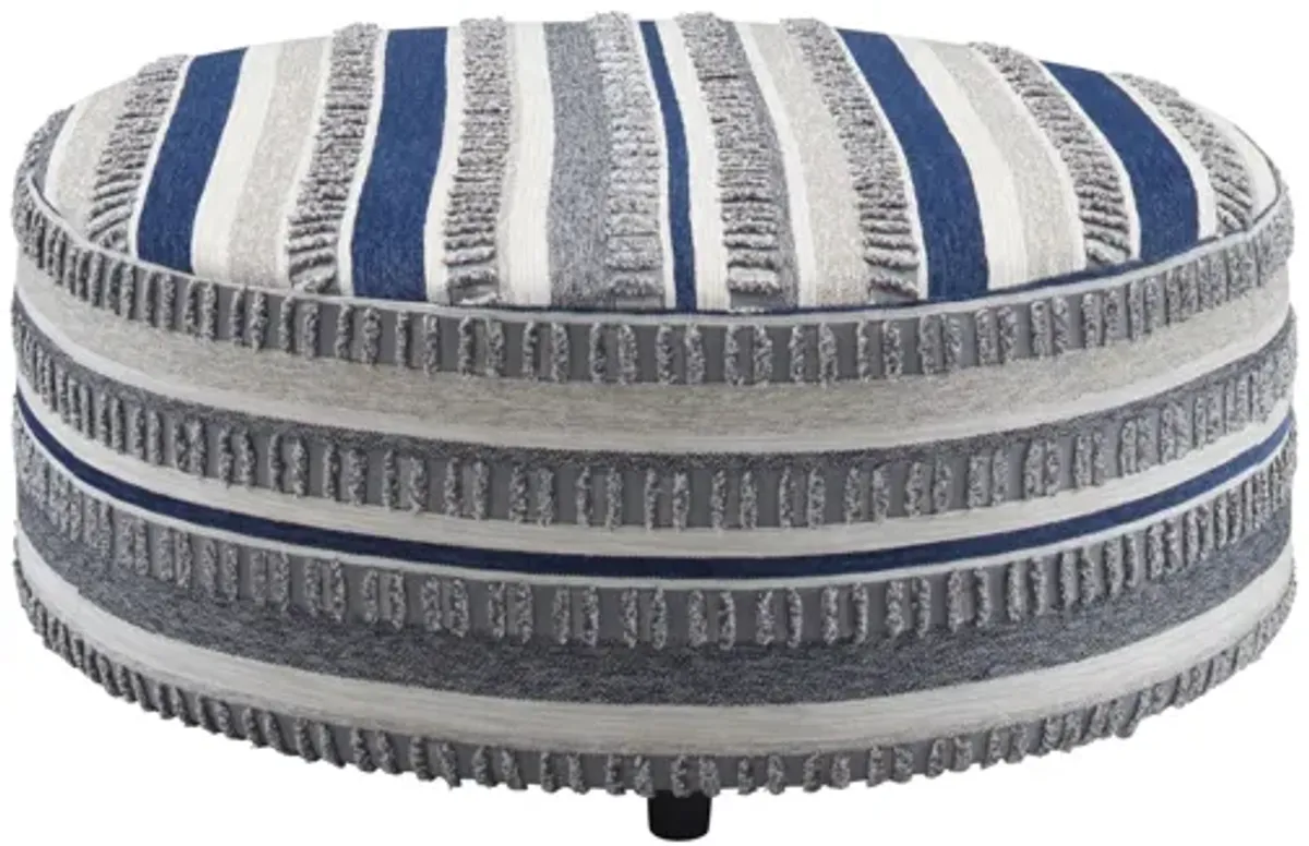 Alston Cocktail Ottoman in India Stripe Indigo by Albany Furniture