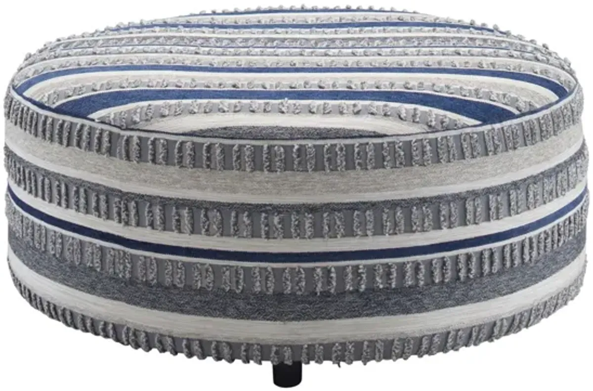 Alston Cocktail Ottoman in India Stripe Indigo by Albany Furniture