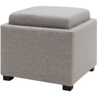 Cameron Square Fabric Storage Ottoman with Tray in Cardiff Gray by New Pacific Direct