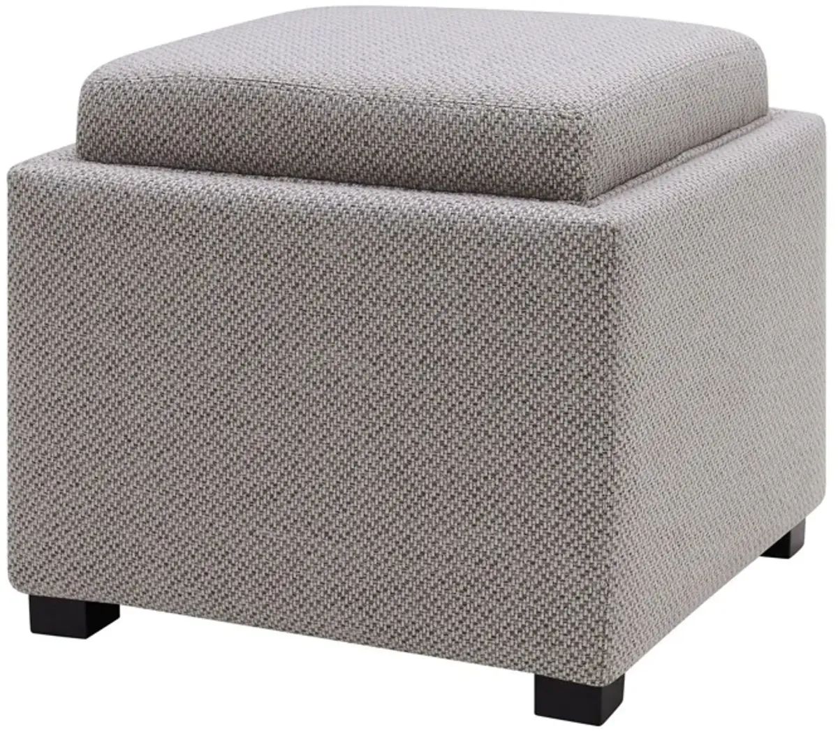 Cameron Square Fabric Storage Ottoman with Tray