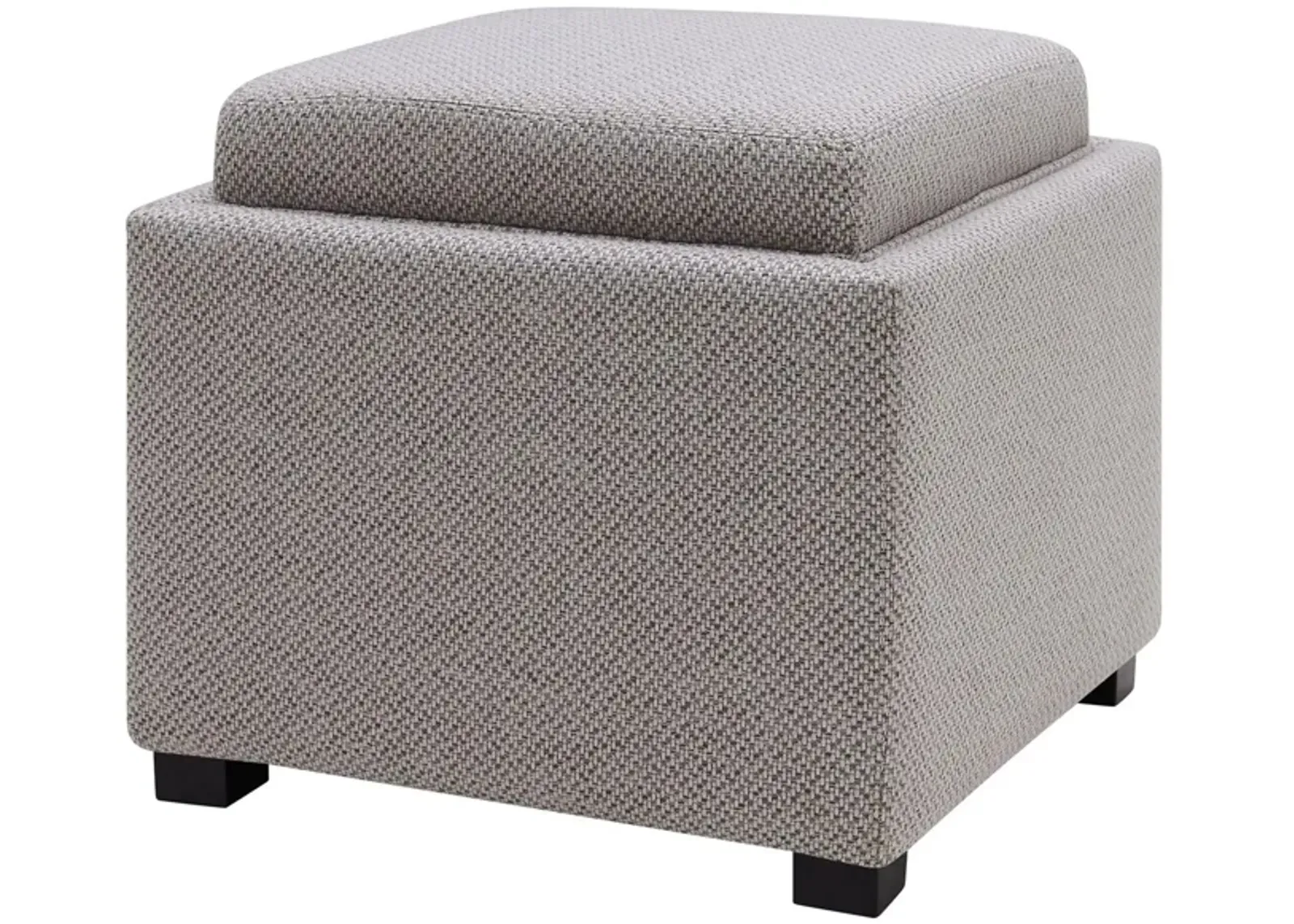 Cameron Square Fabric Storage Ottoman with Tray in Cardiff Gray by New Pacific Direct