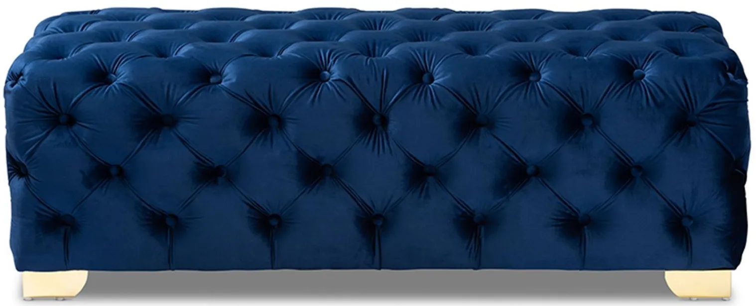 Avara Ottoman in Royal Blue/Gold by Wholesale Interiors