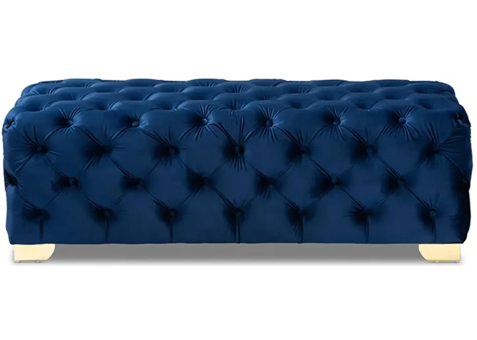 Avara Ottoman in Royal Blue/Gold by Wholesale Interiors