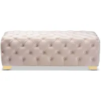 Avara Ottoman in Light Beige/Gold by Wholesale Interiors