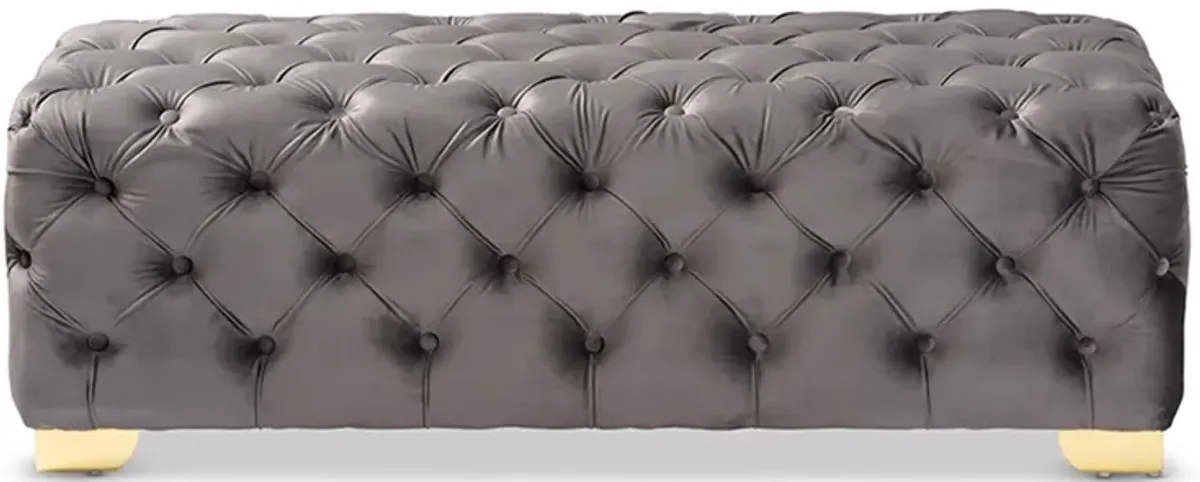 Avara Ottoman in Gray/Gold by Wholesale Interiors