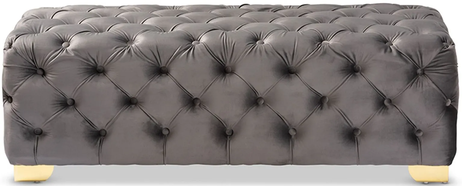 Avara Ottoman in Gray/Gold by Wholesale Interiors