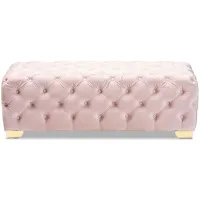 Avara Ottoman in Light Pink/Gold by Wholesale Interiors
