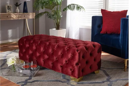 Avara Ottoman in Burgundy/Gold by Wholesale Interiors
