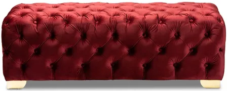 Avara Ottoman in Burgundy/Gold by Wholesale Interiors