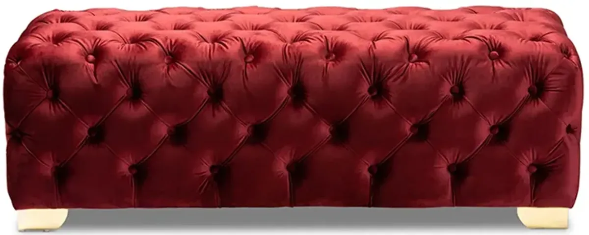 Avara Ottoman in Burgundy/Gold by Wholesale Interiors