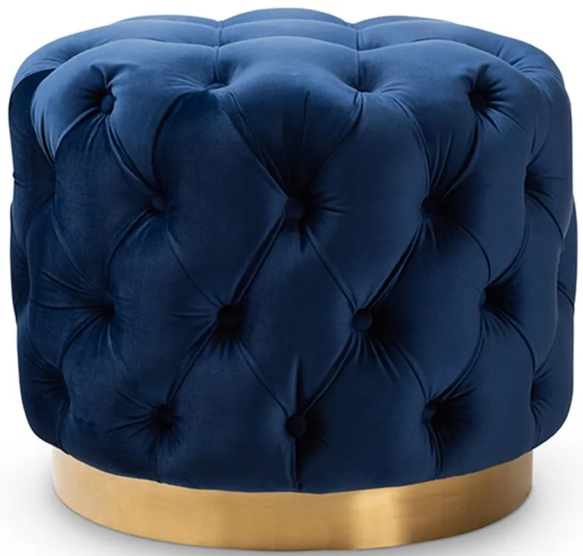 Valeria Ottoman in Royal Blue/Gold by Wholesale Interiors