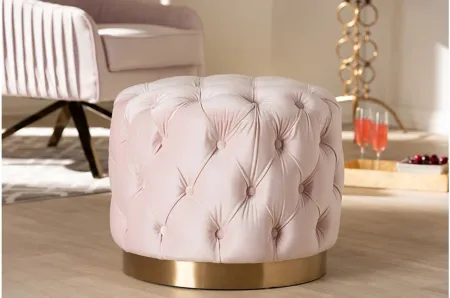 Valeria Ottoman in Light Pink/Gold by Wholesale Interiors