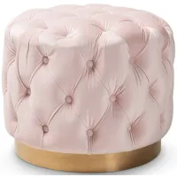 Valeria Ottoman in Light Pink/Gold by Wholesale Interiors
