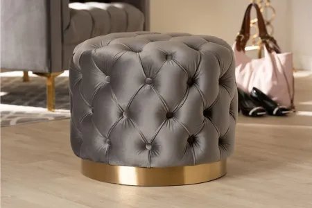 Valeria Ottoman in Gray/Gold by Wholesale Interiors