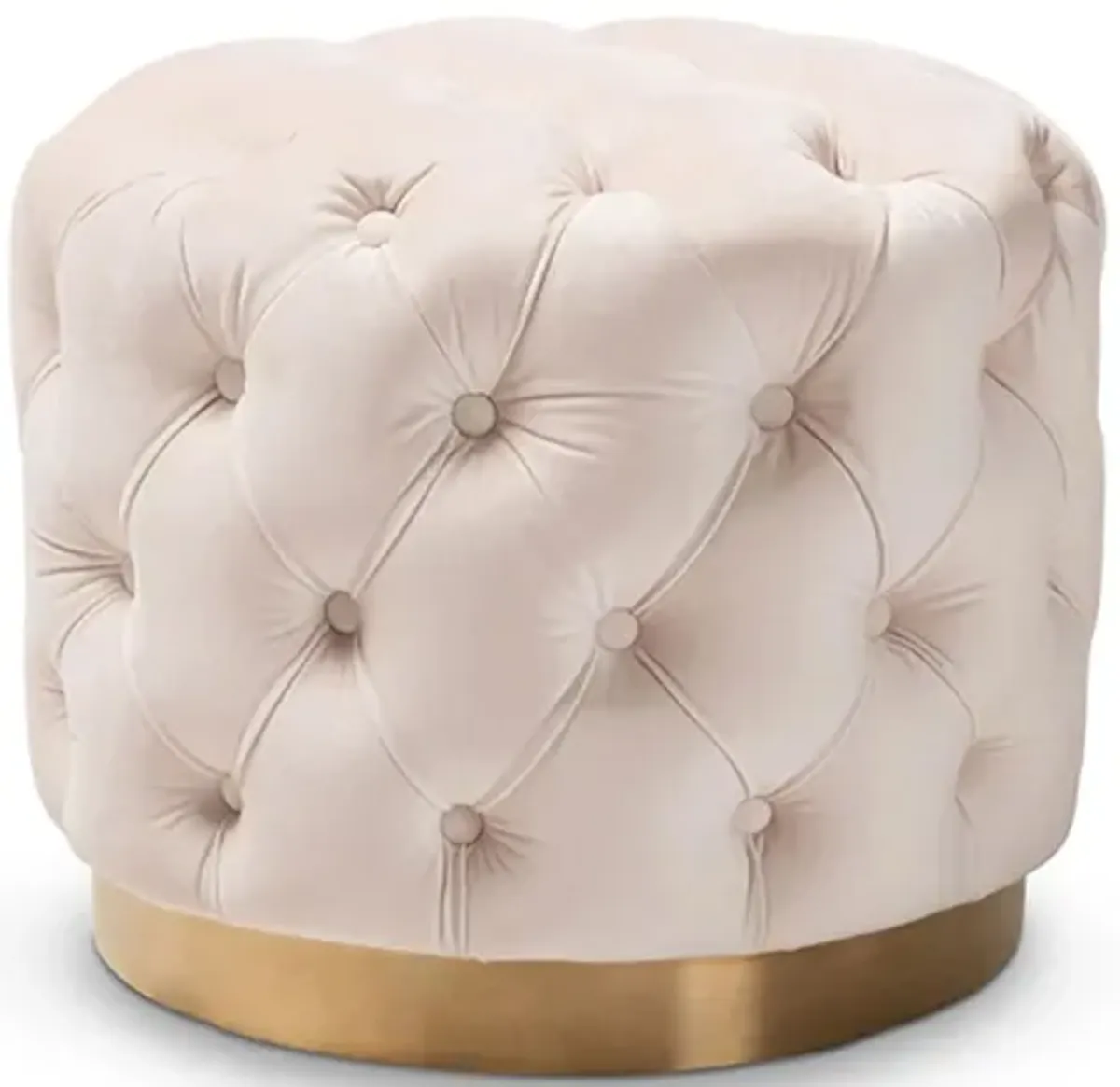 Valeria Ottoman in Light Beige/Gold by Wholesale Interiors