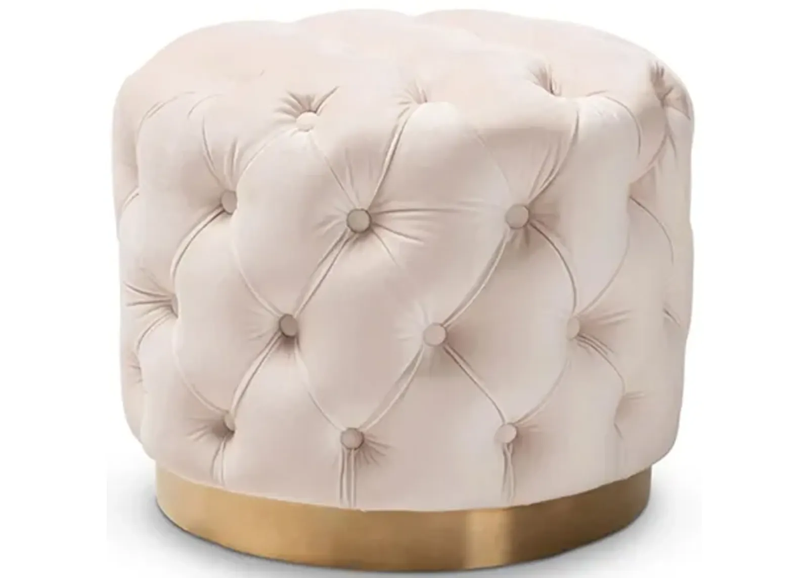 Valeria Ottoman in Light Beige/Gold by Wholesale Interiors