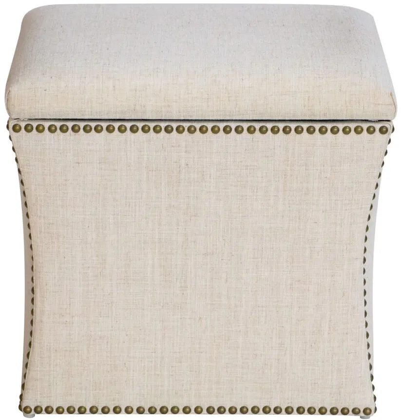 Satori Storage Ottoman in Linen Talc by Skyline