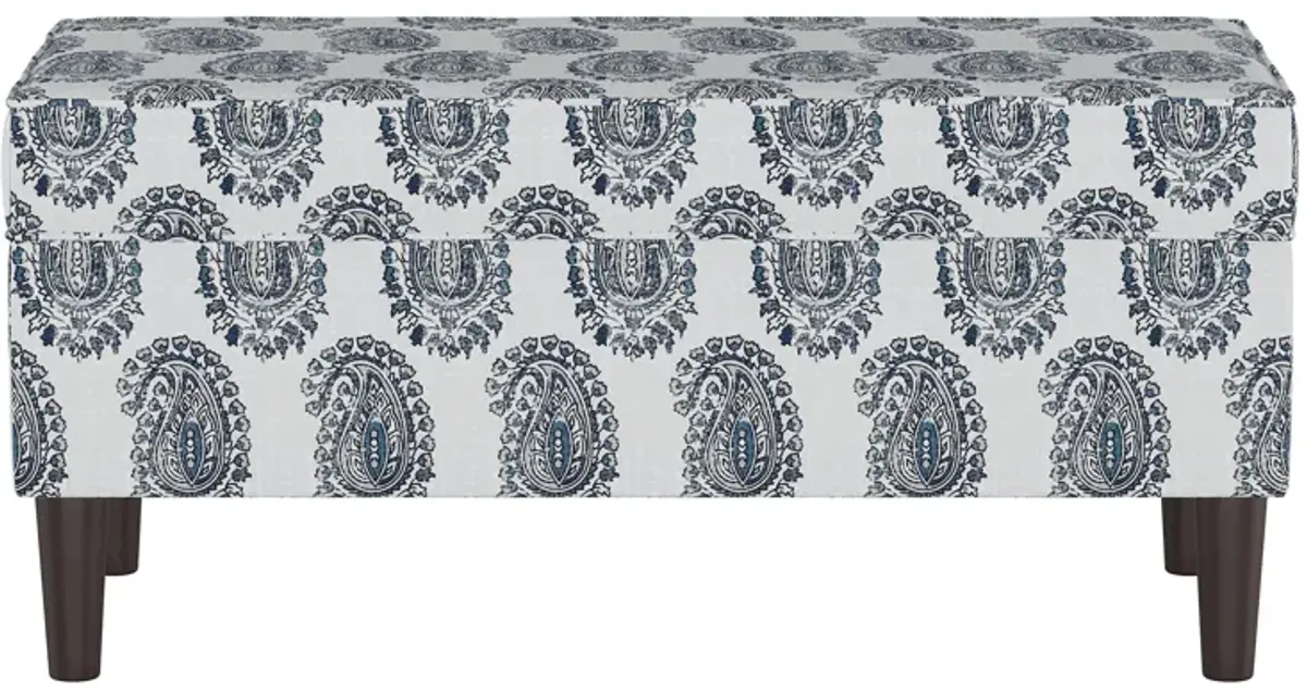 Verona Storage Bench in Block Paisley Navy by Skyline