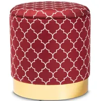 Serra Storage Ottoman in Red/White/Gold by Wholesale Interiors