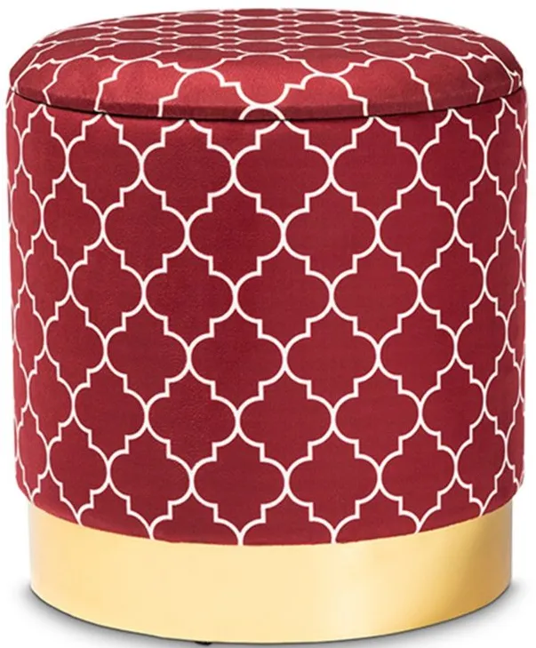 Serra Storage Ottoman in Red/White/Gold by Wholesale Interiors