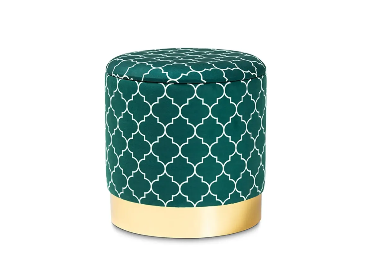 Serra Storage Ottoman in Blue/Green/White/Gold by Wholesale Interiors