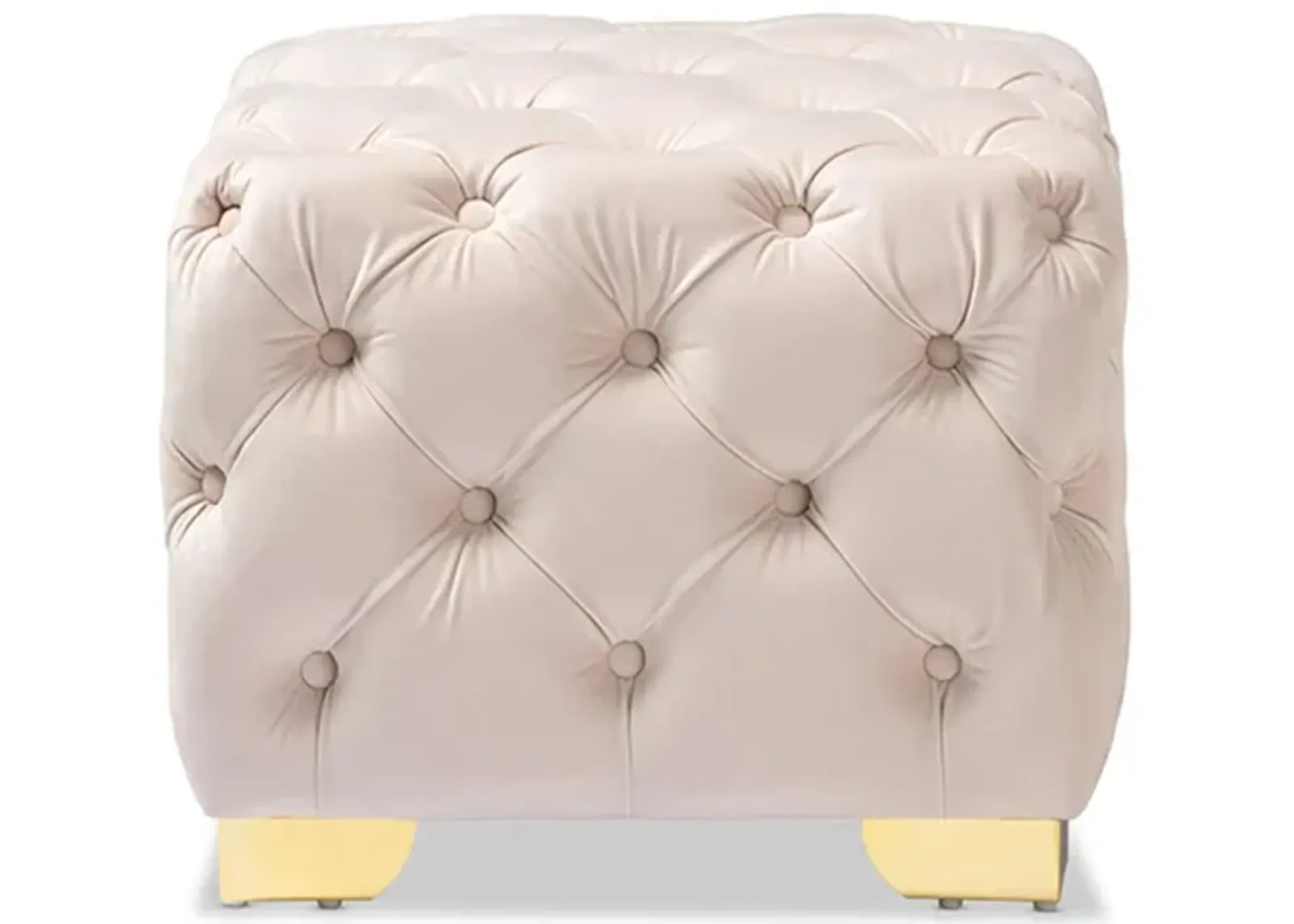 Avara Ottoman in Light Beige/Gold by Wholesale Interiors