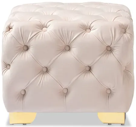 Avara Ottoman in Light Beige/Gold by Wholesale Interiors