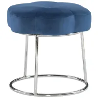 Seraphina Vanity Stool in Chrome/Navy Blue by Linon Home Decor