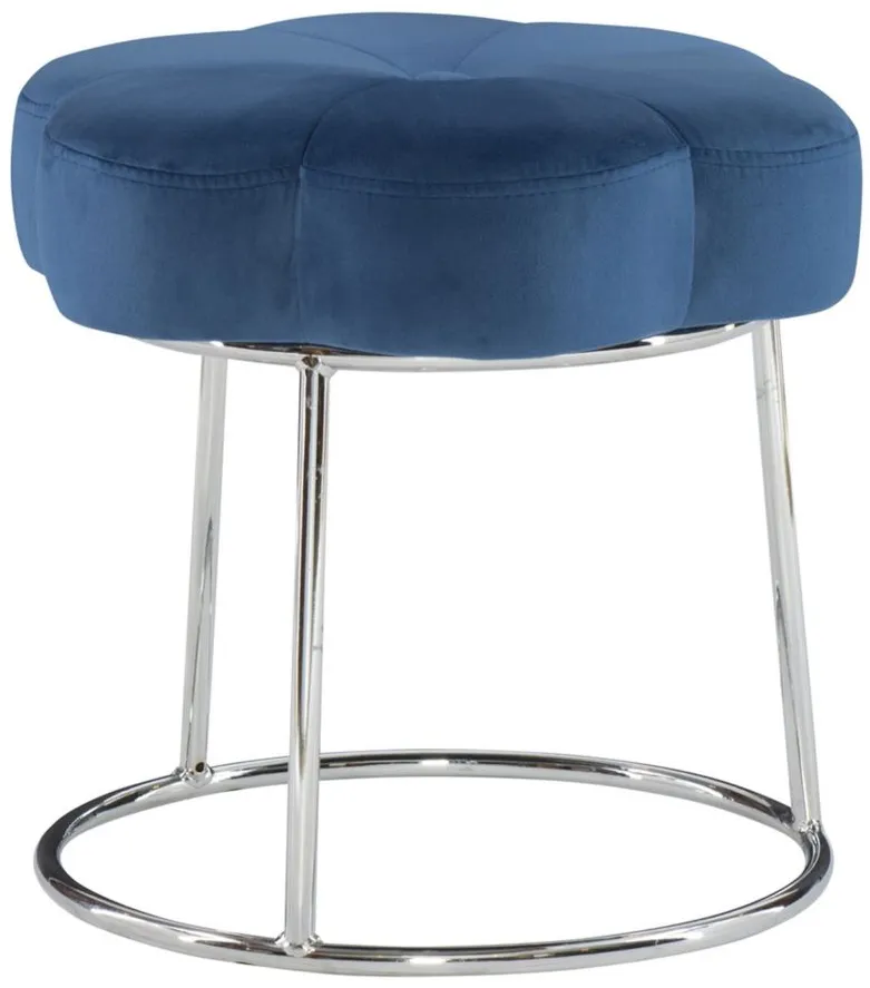 Seraphina Vanity Stool in Chrome/Navy Blue by Linon Home Decor