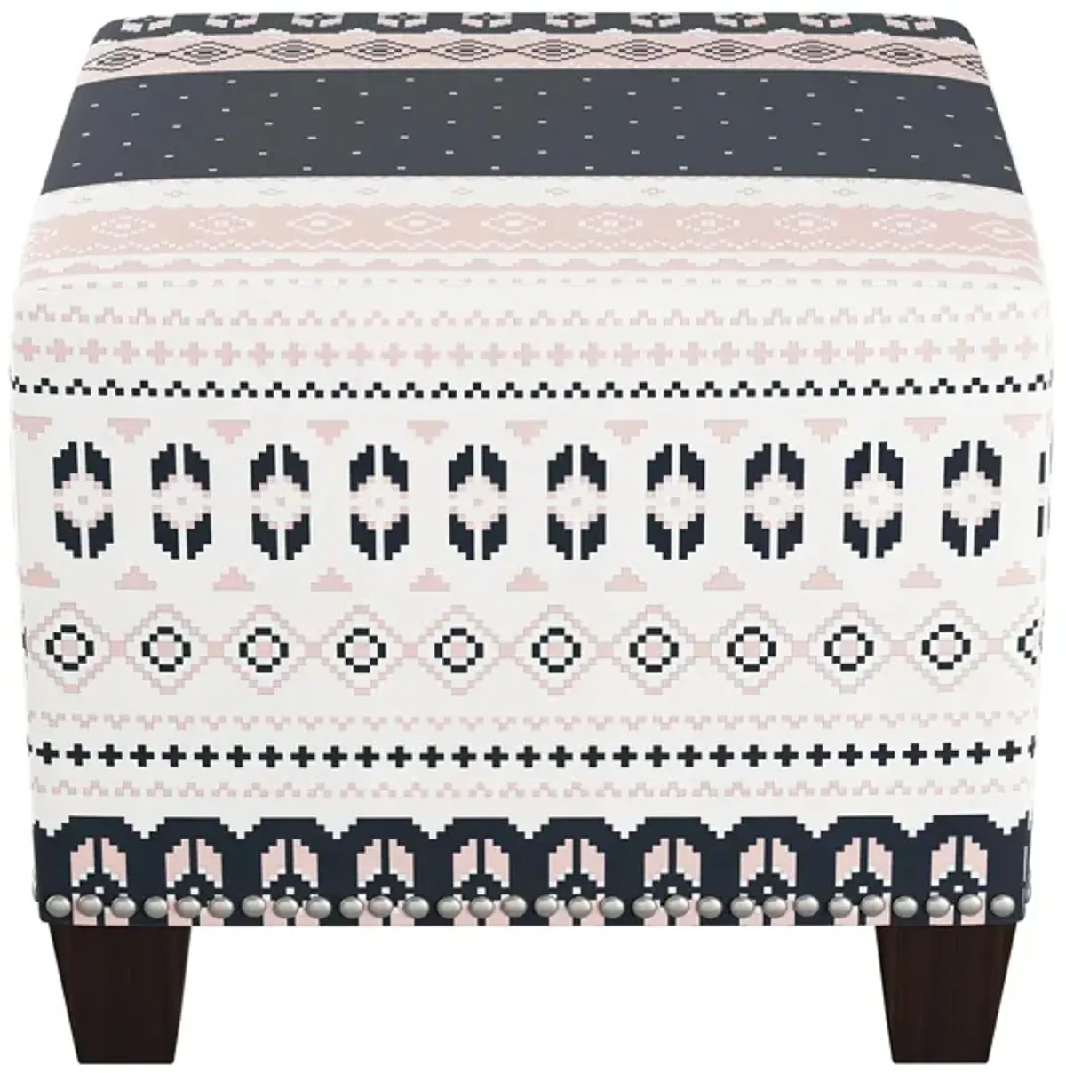 Merry Ottoman in Nordic Sweater Navy Blush by Skyline