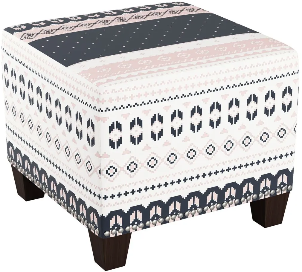 Merry Ottoman in Nordic Sweater Navy Blush by Skyline