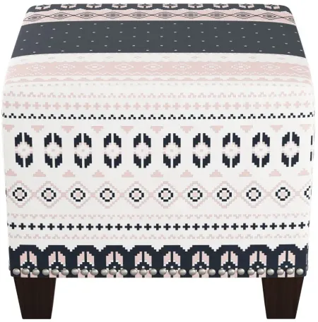 Merry Ottoman in Nordic Sweater Navy Blush by Skyline