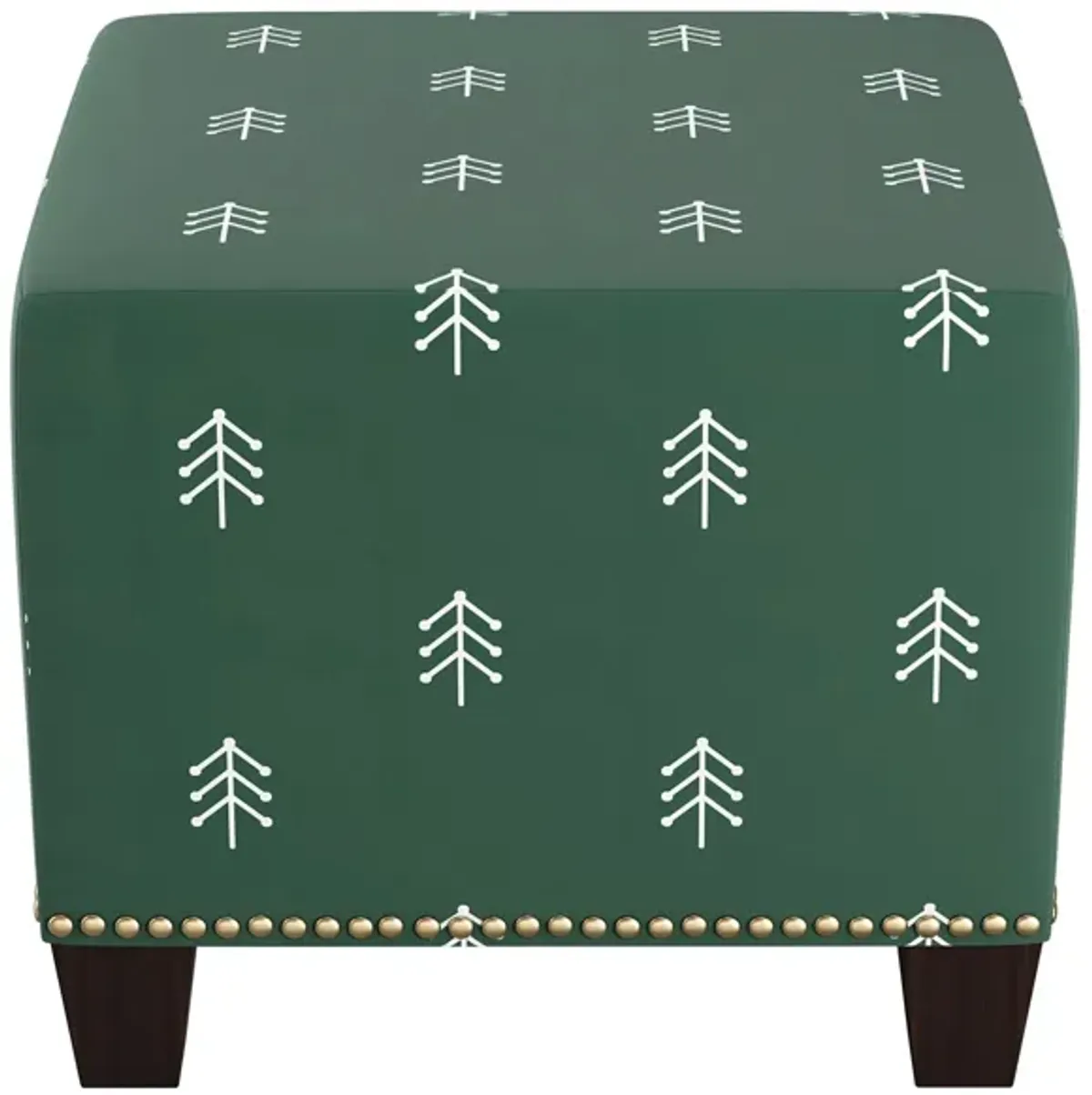 Merry Ottoman in Line Tree Evergreen by Skyline