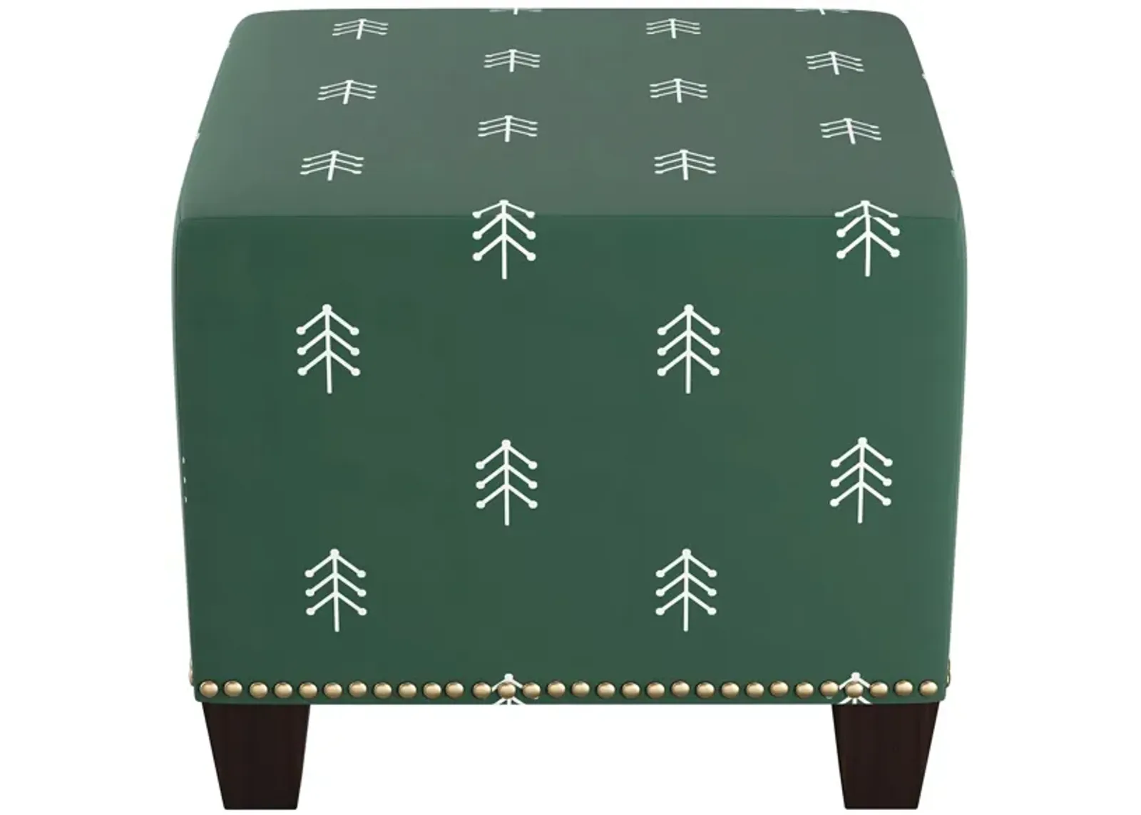 Merry Ottoman in Line Tree Evergreen by Skyline