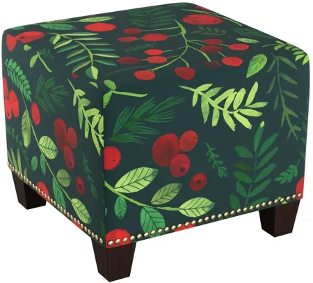 Merry Ottoman in Holly Evergreen by Skyline