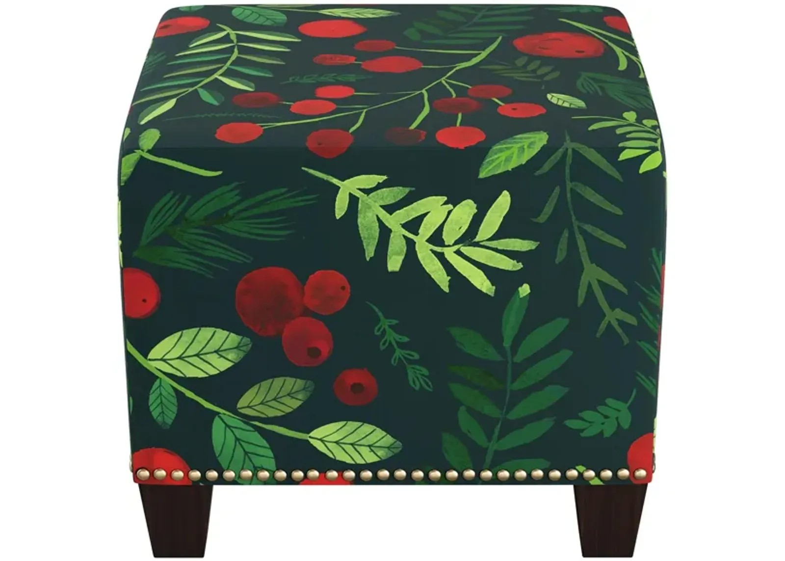 Merry Ottoman in Holly Evergreen by Skyline