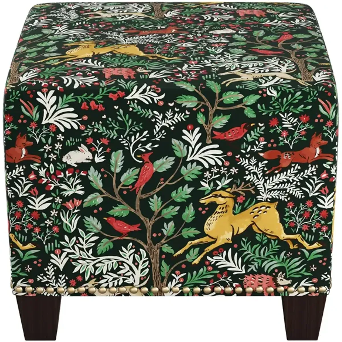 Merry Ottoman in Frolic Evergreen by Skyline