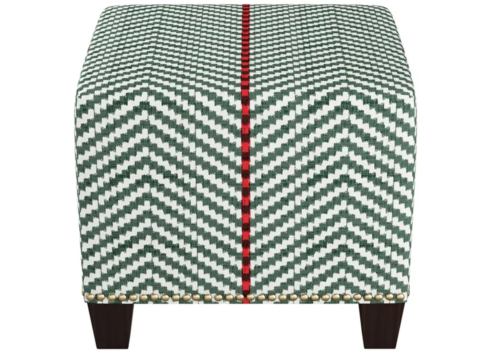 Merry Ottoman in Broken Twill Lg Evergreen by Skyline