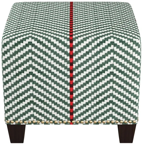 Merry Ottoman in Broken Twill Lg Evergreen by Skyline