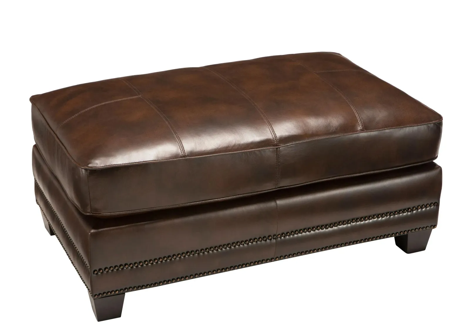 Romano Leather Cocktail Ottoman in Antique Tobacco by Bellanest