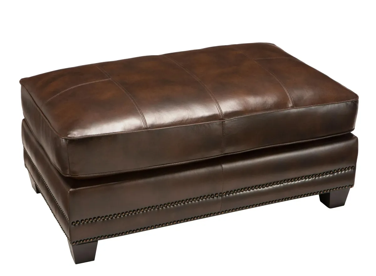 Romano Leather Cocktail Ottoman in Antique Tobacco by Bellanest