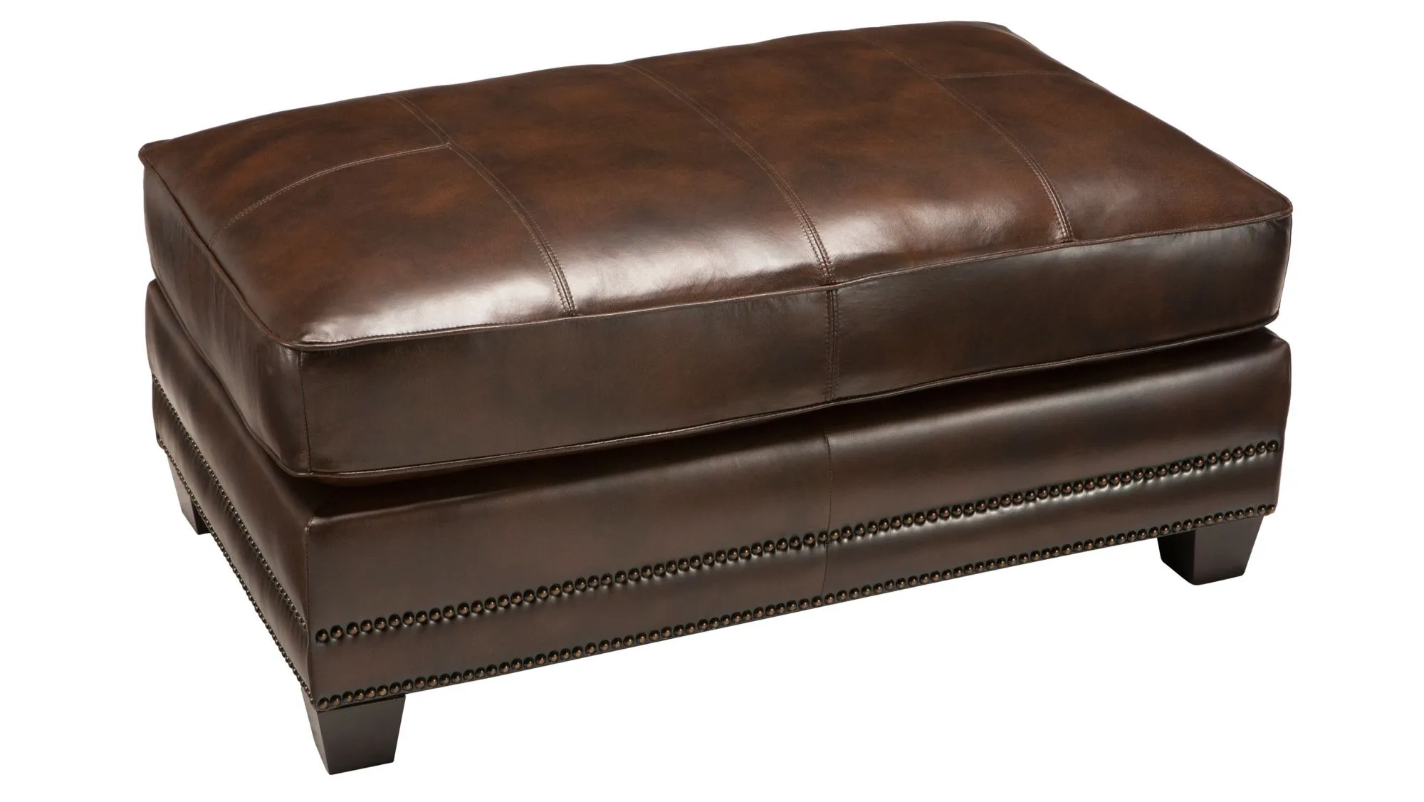 Romano Leather Cocktail Ottoman in Antique Tobacco by Bellanest