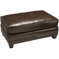 Romano Leather Cocktail Ottoman in Antique Tobacco by Bellanest
