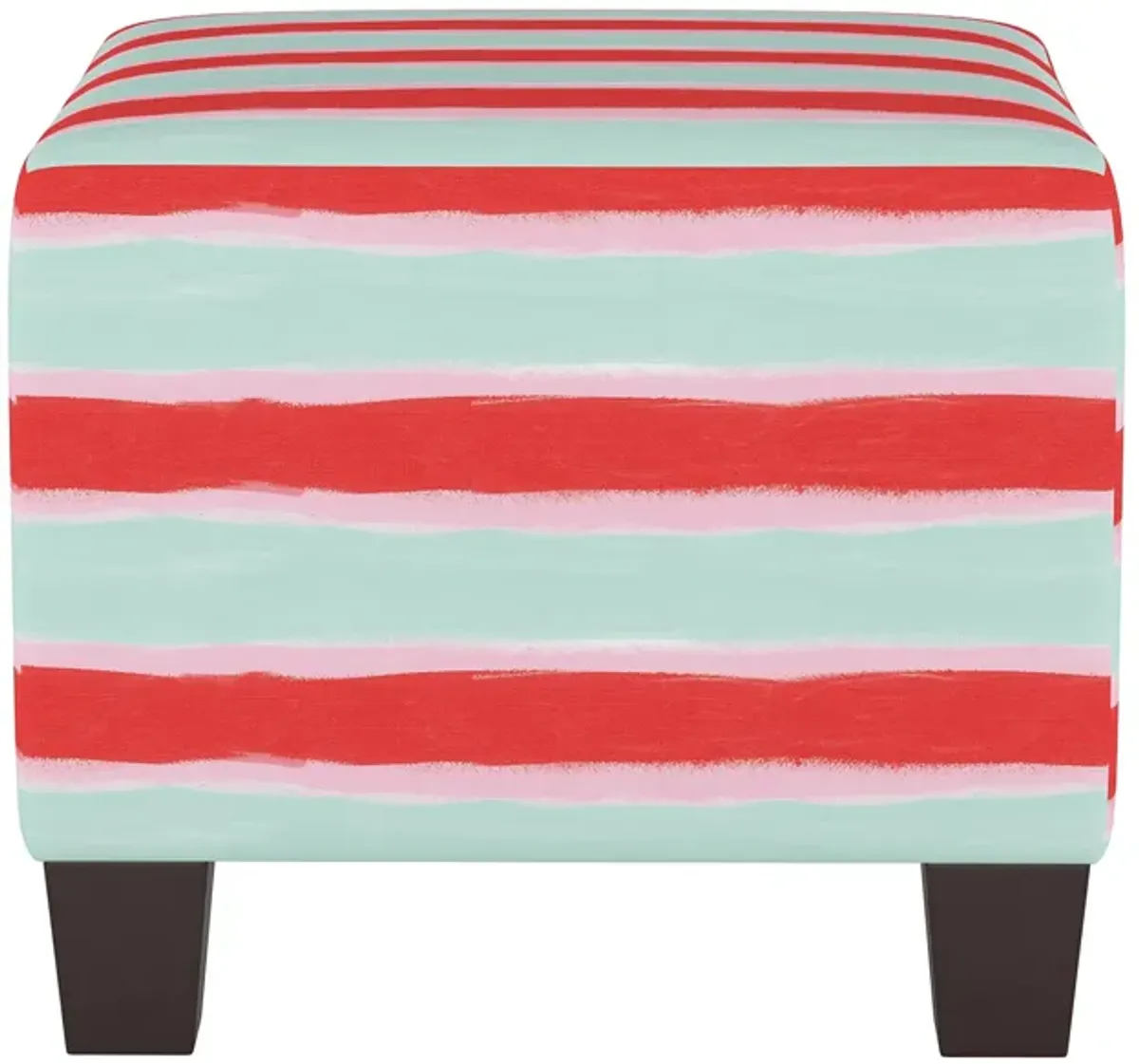 Merry Ottoman in Brush Stripe Mint by Skyline