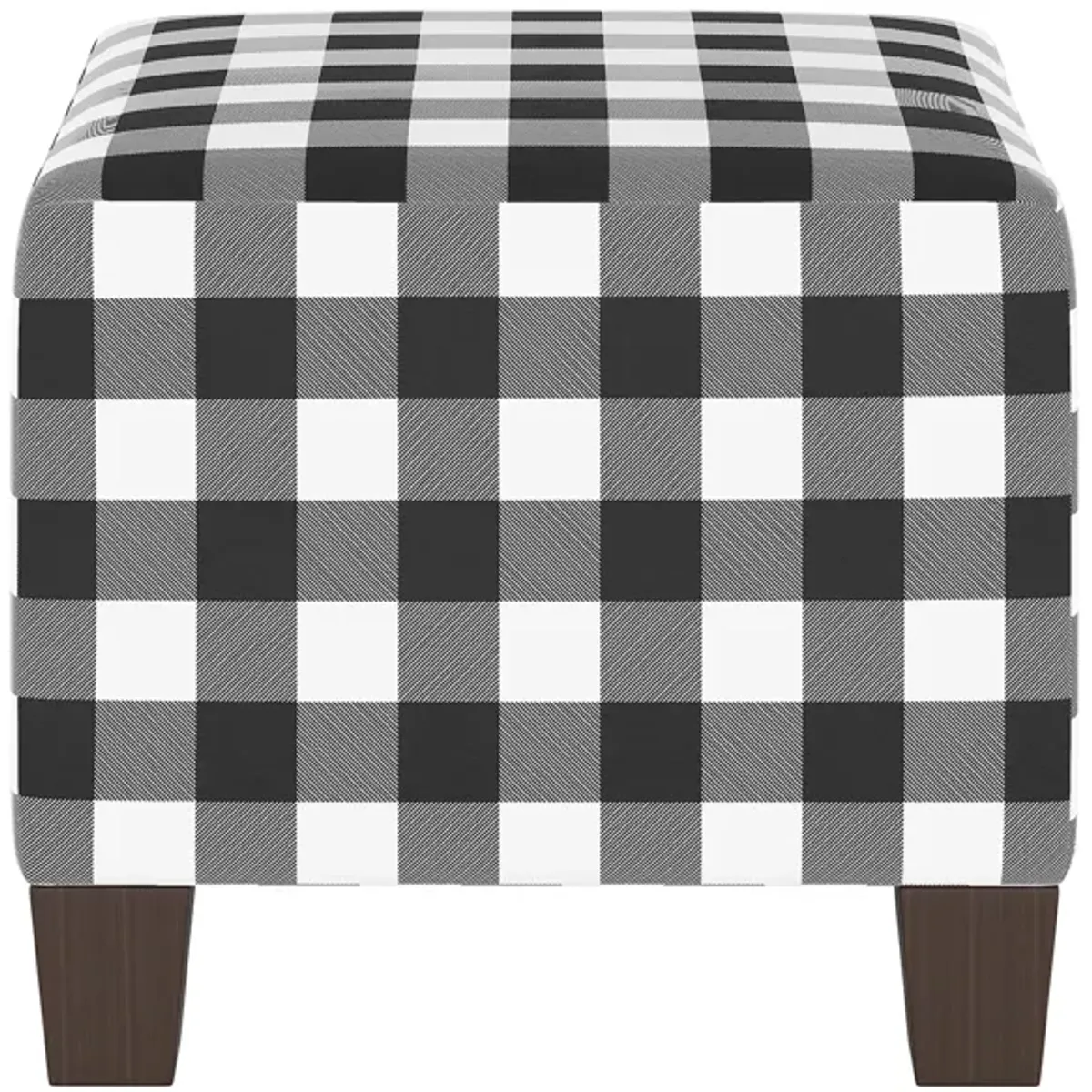 Merry Ottoman in Classic Gingham Black by Skyline