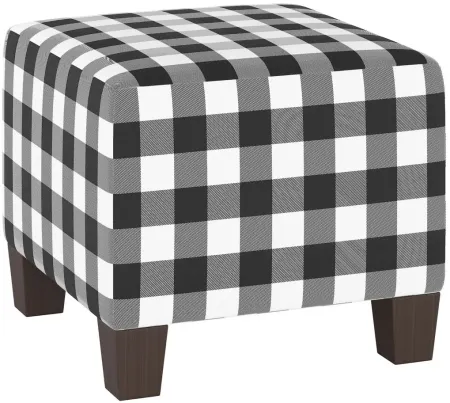 Merry Ottoman in Classic Gingham Black by Skyline