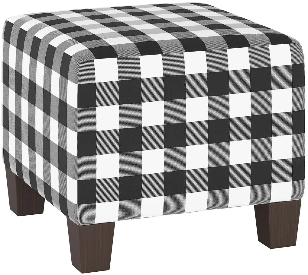 Merry Ottoman in Classic Gingham Black by Skyline